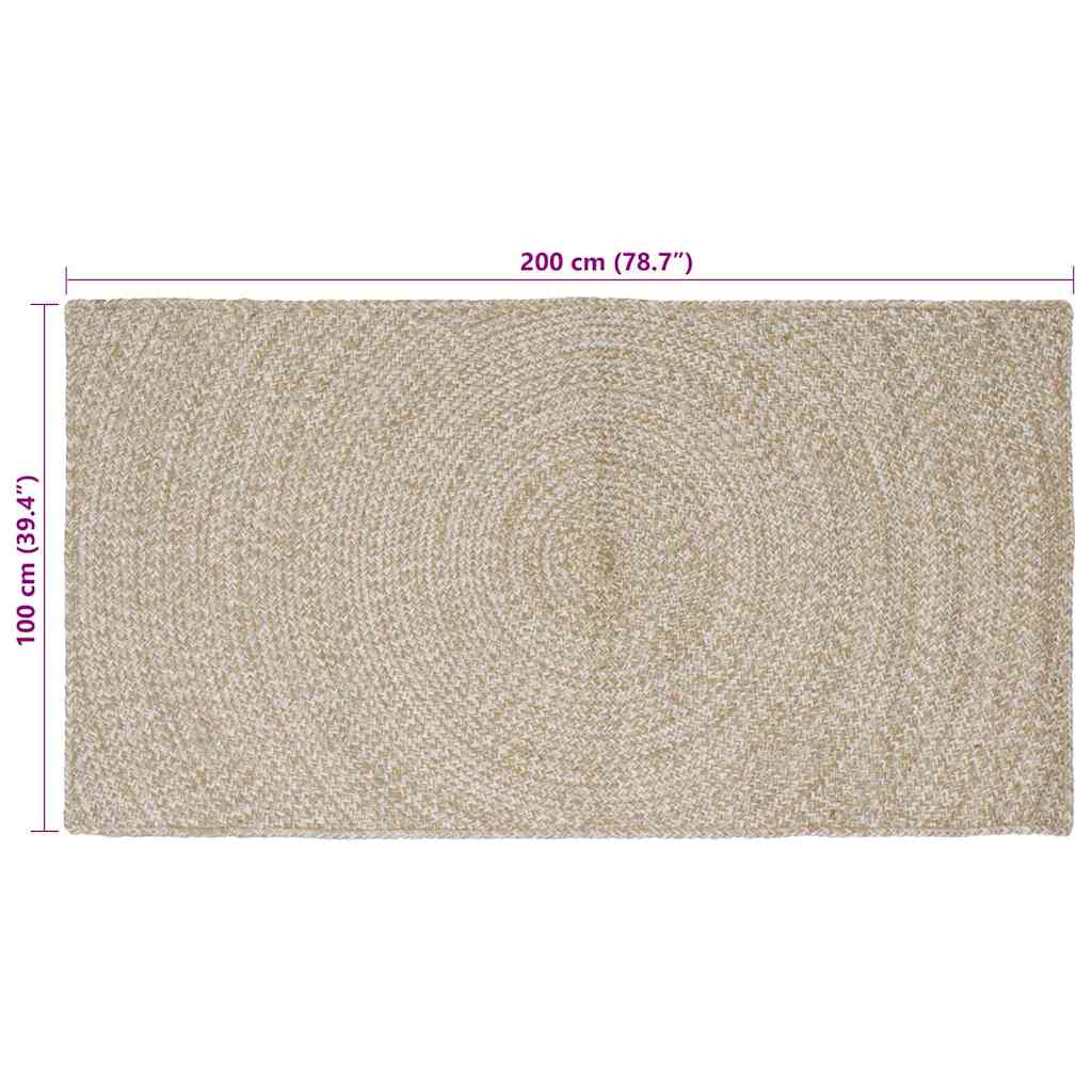 vidaXL Area Rugs Natural and White 100 x 200 cm Jute