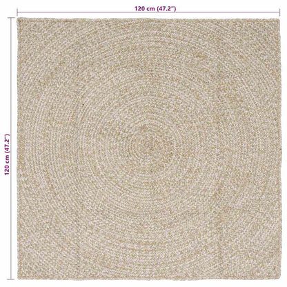 vidaXL Area Rugs Natural and White 120 x 120 cm Jute