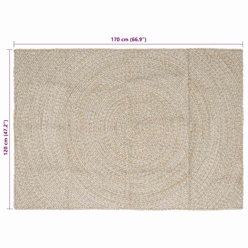 vidaXL Area Rugs Natural and White 120 x 170 cm Jute
