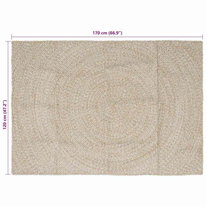 vidaXL Area Rugs Natural and White 120 x 170 cm Jute