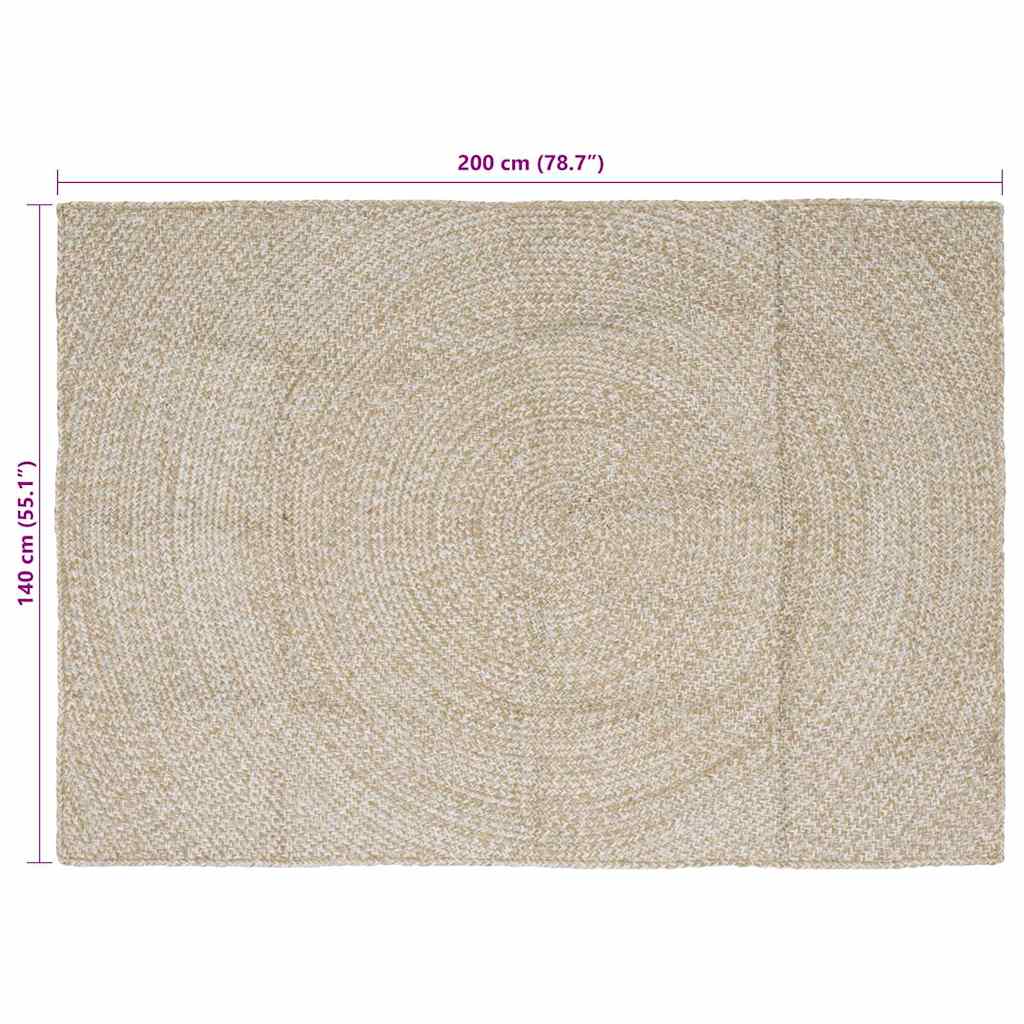 vidaXL Area Rugs Natural and White 140 x 200 cm Jute