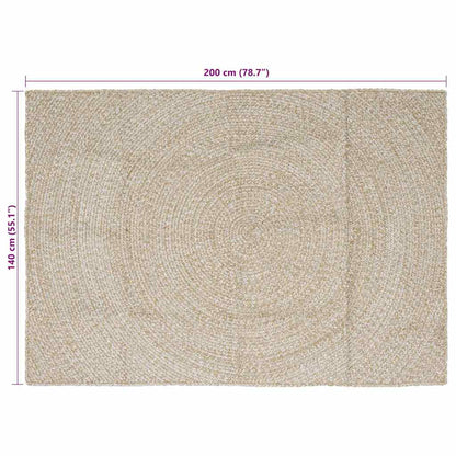 vidaXL Area Rugs Natural and White 140 x 200 cm Jute