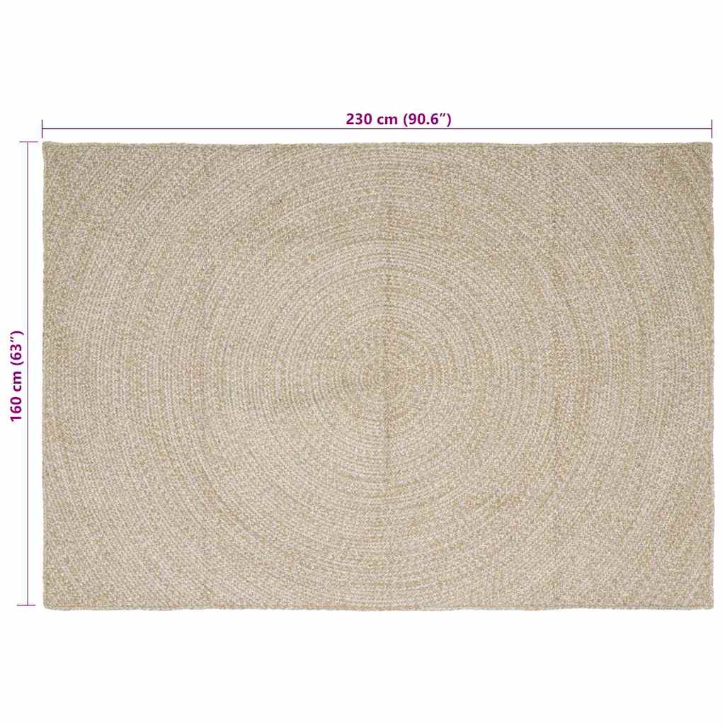 vidaXL Area Rugs Natural and White 160 x 230 cm Jute