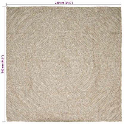 vidaXL Area Rugs Natural and White 240 x 240 cm Jute