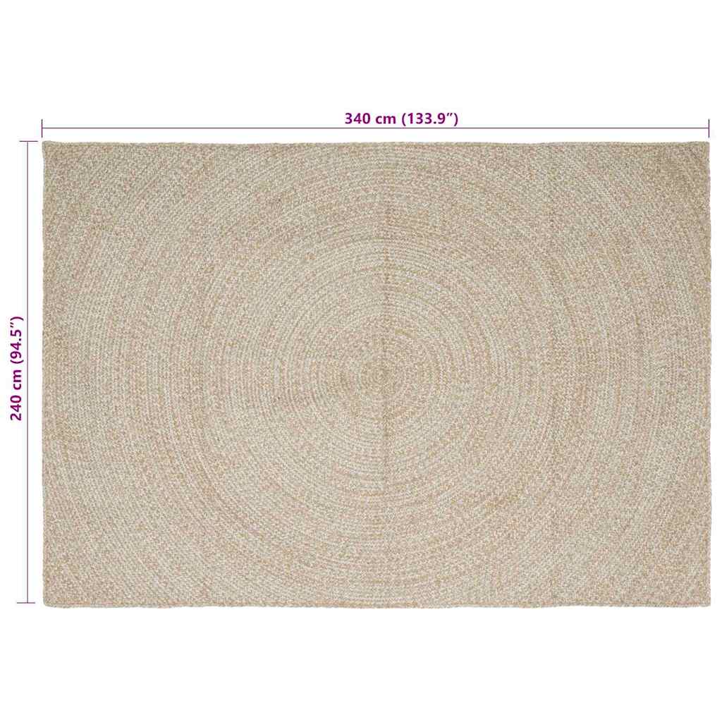 vidaXL Area Rugs Natural and White 240 x 340 cm Jute