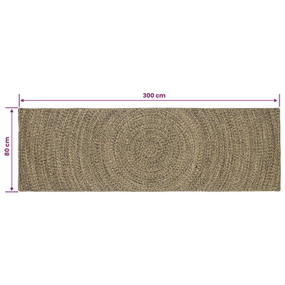 vidaXL Area Rugs Natural and Black 80 x 300 cm Jute