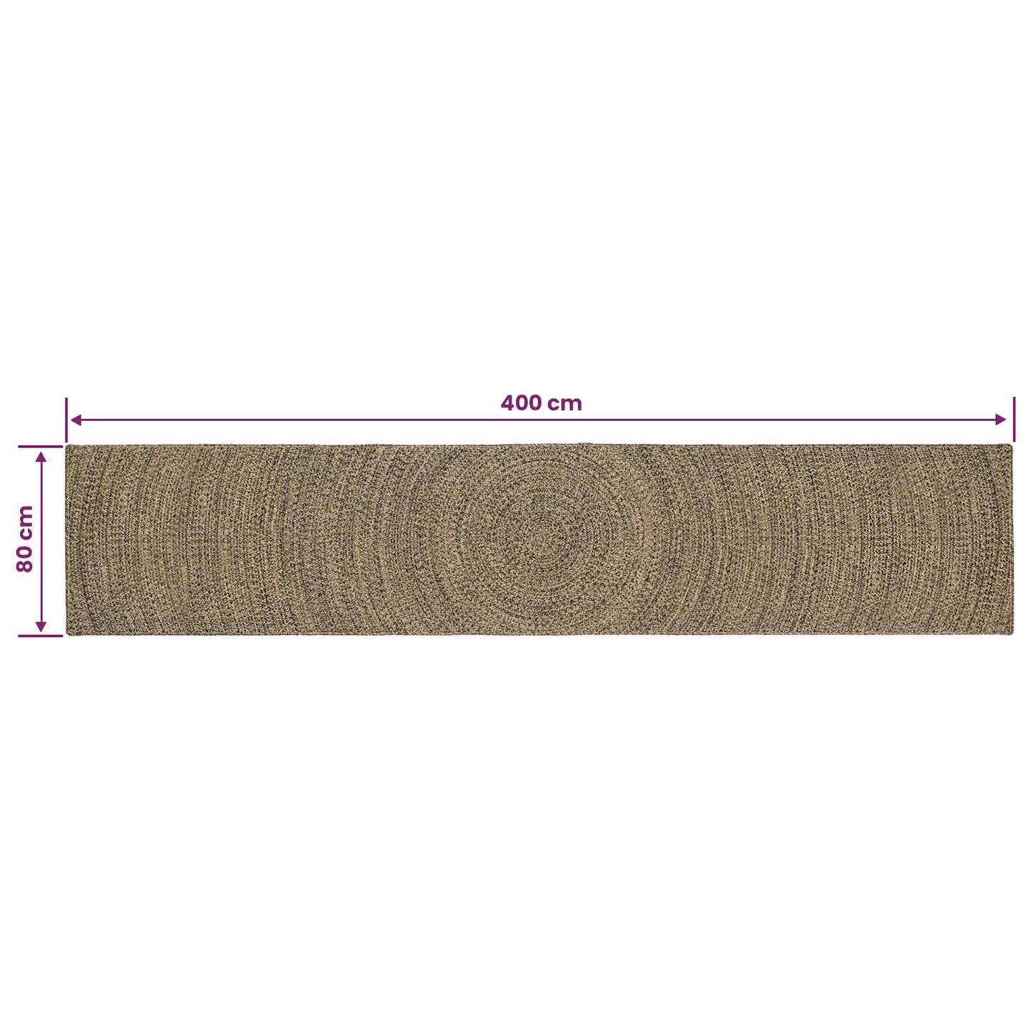 vidaXL Area Rugs Natural and Black 80 x 400 cm Jute