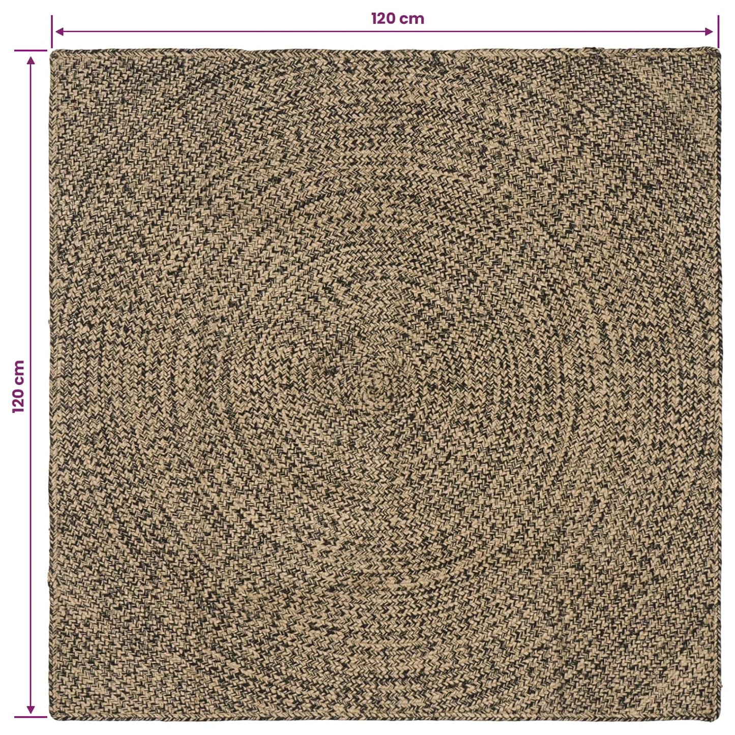 vidaXL Area Rugs Natural and Black 120 x 120 cm Jute