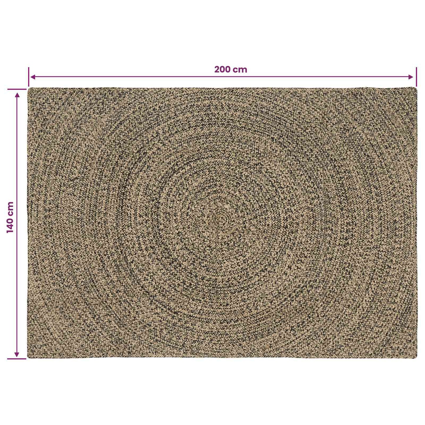 vidaXL Area Rugs Natural and Black 140 x 200 cm Jute