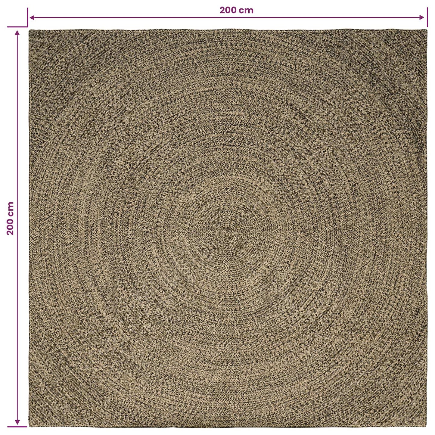 vidaXL Area Rugs Natural and Black 200 x 200 cm Jute