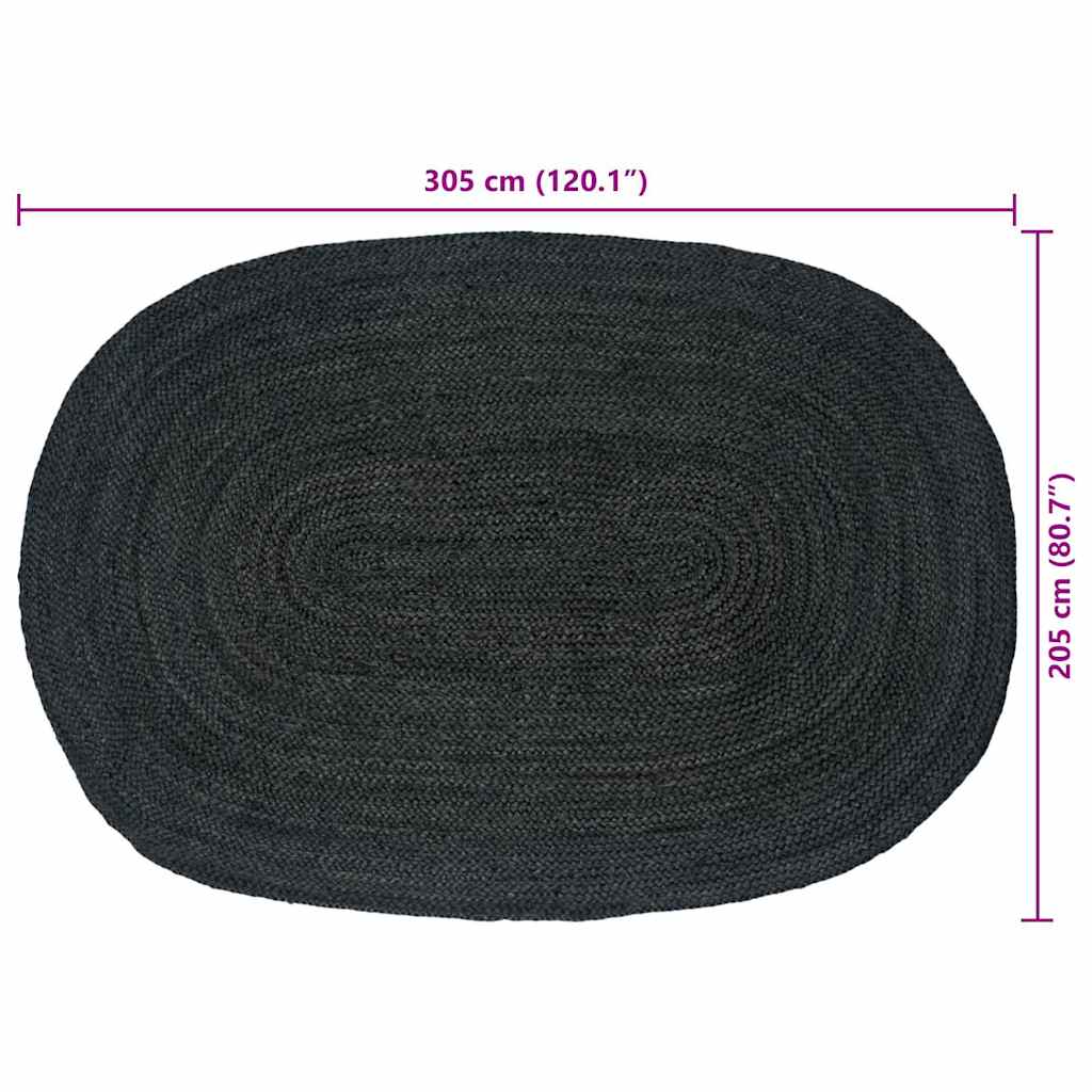 vidaXL Area Rugs Dark Grey 205 x 305 cm Jute
