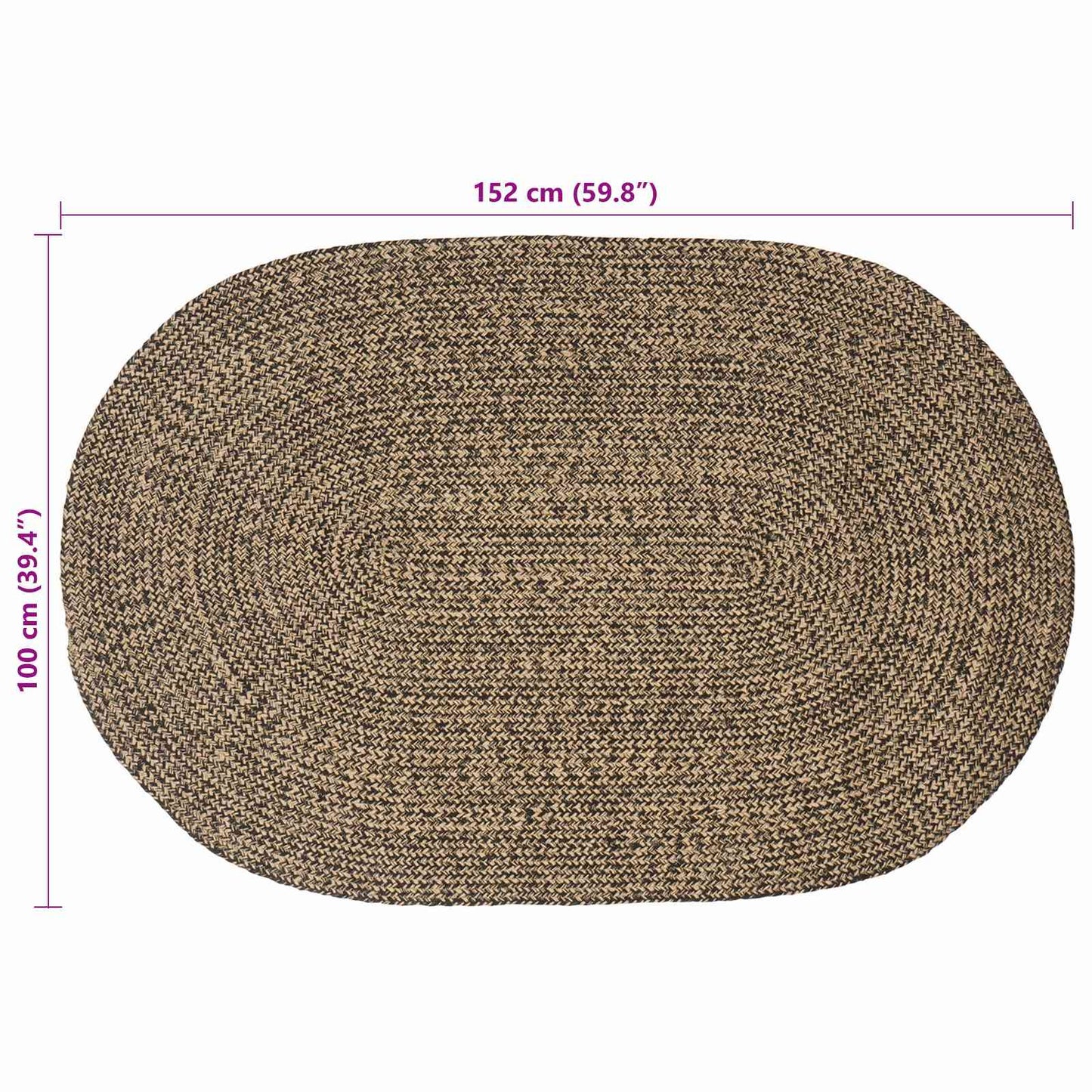 vidaXL Area Rugs Black 100 x 152 cm Jute