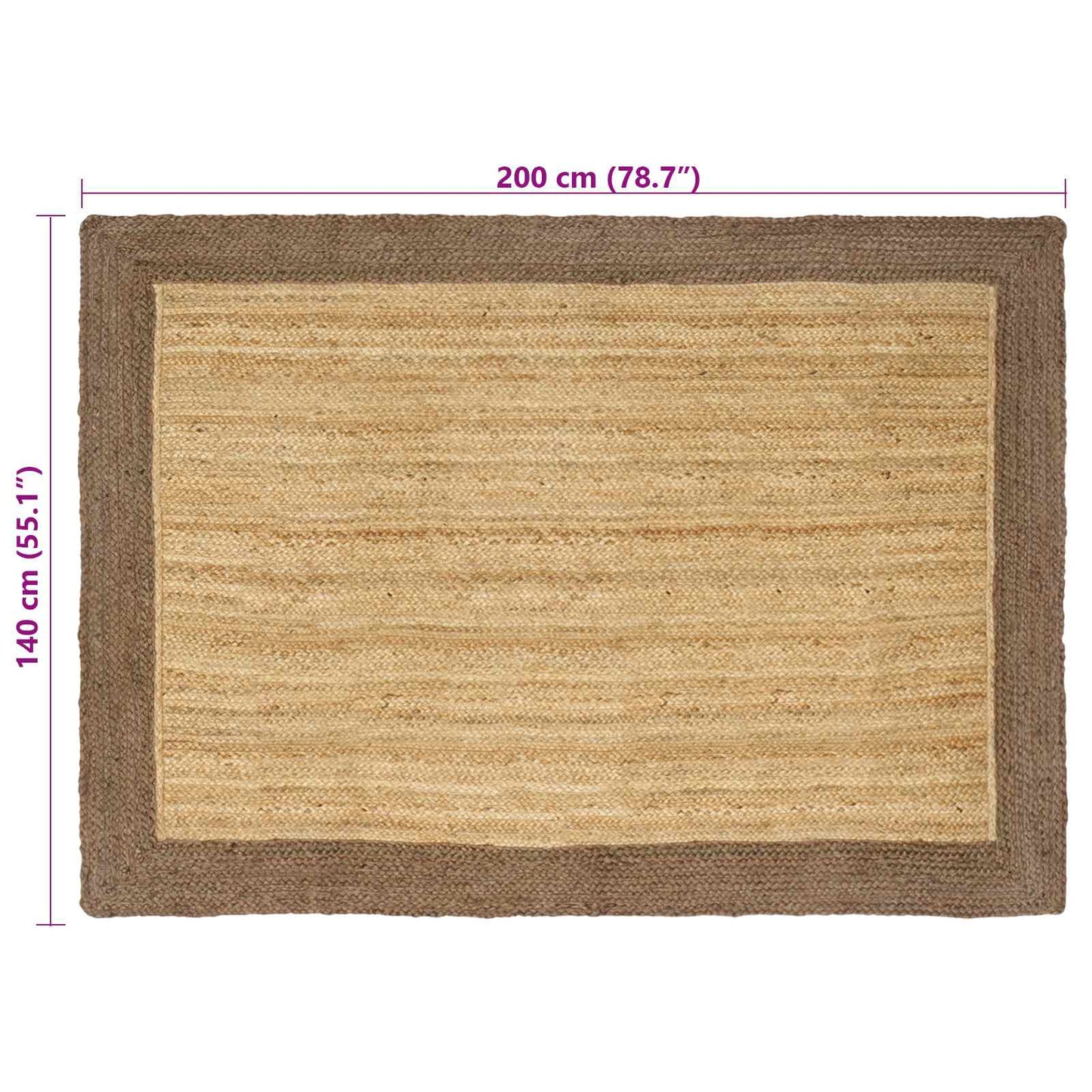 vidaXL Area Rugs Grey 140 x 200 cm Jute