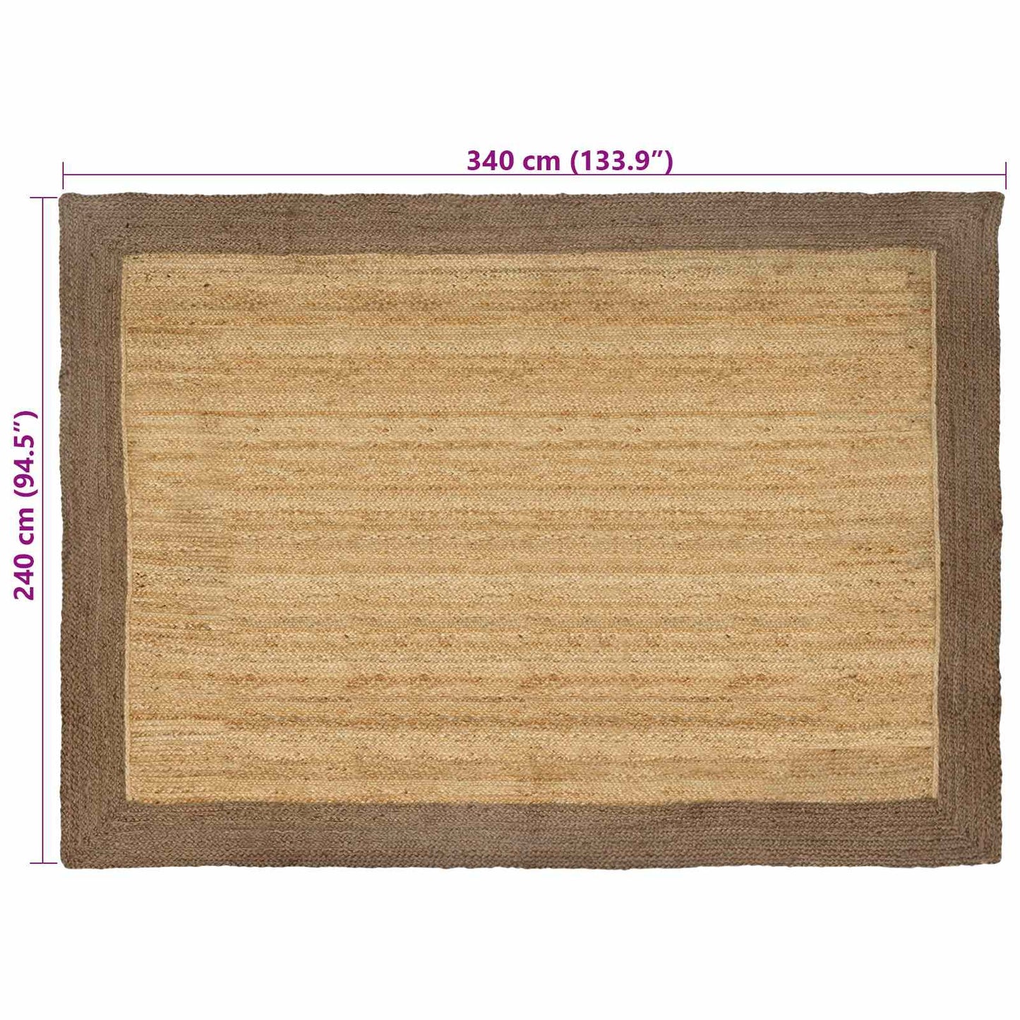 vidaXL Area Rugs Grey 240 x 340 cm Jute