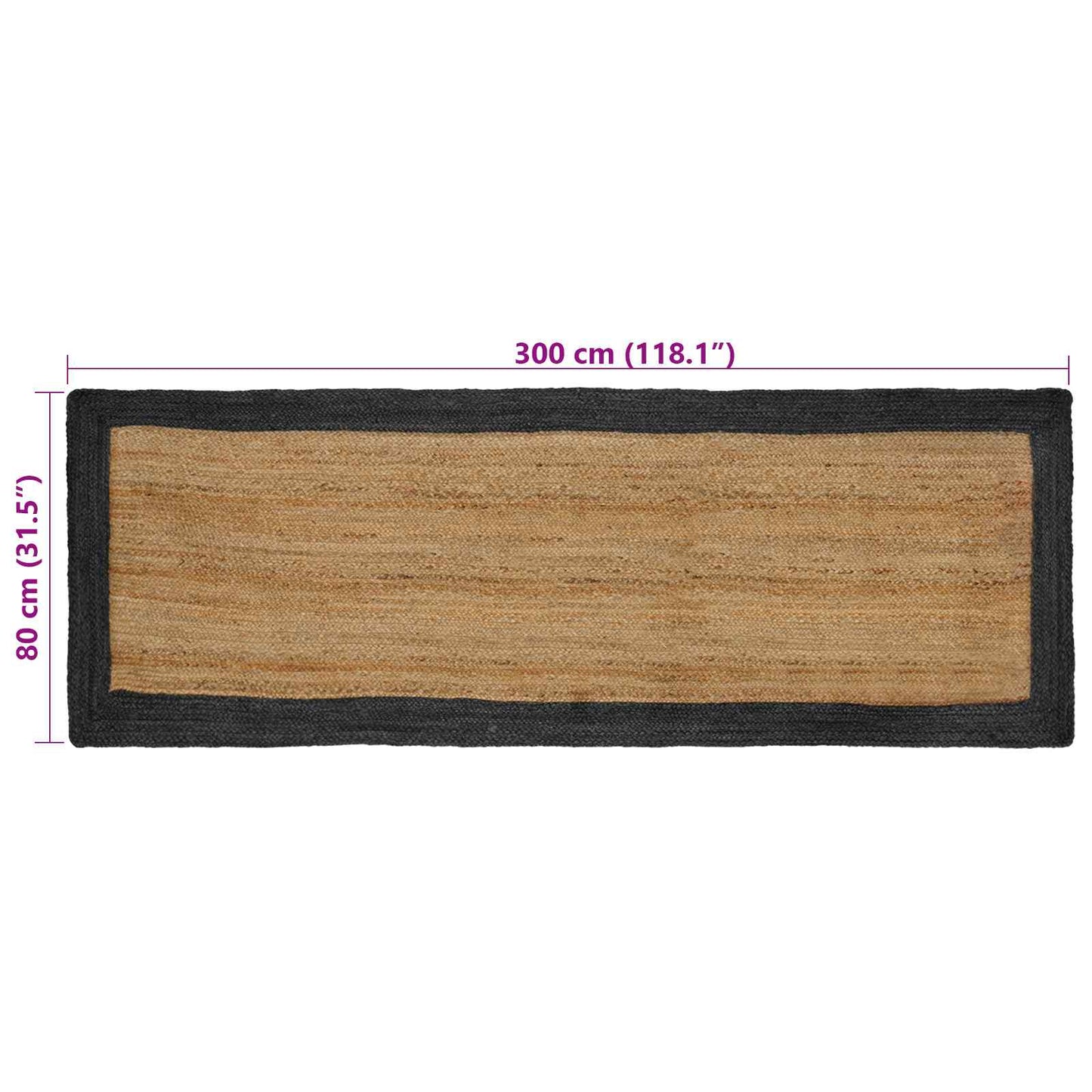 vidaXL Area Rugs Dark Grey 80 x 300 cm Jute