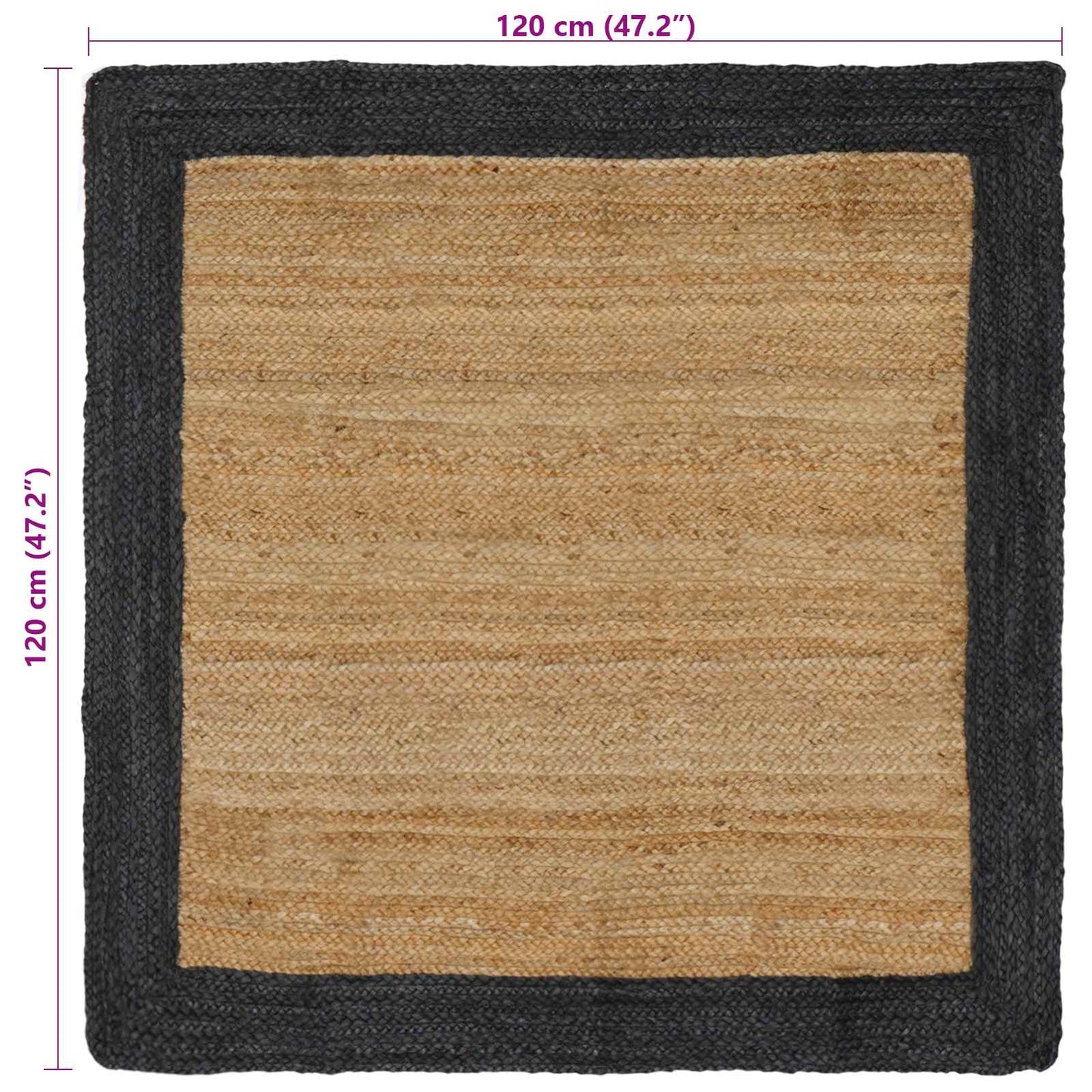 vidaXL Area Rugs Dark Grey 120 x 120 cm Jute