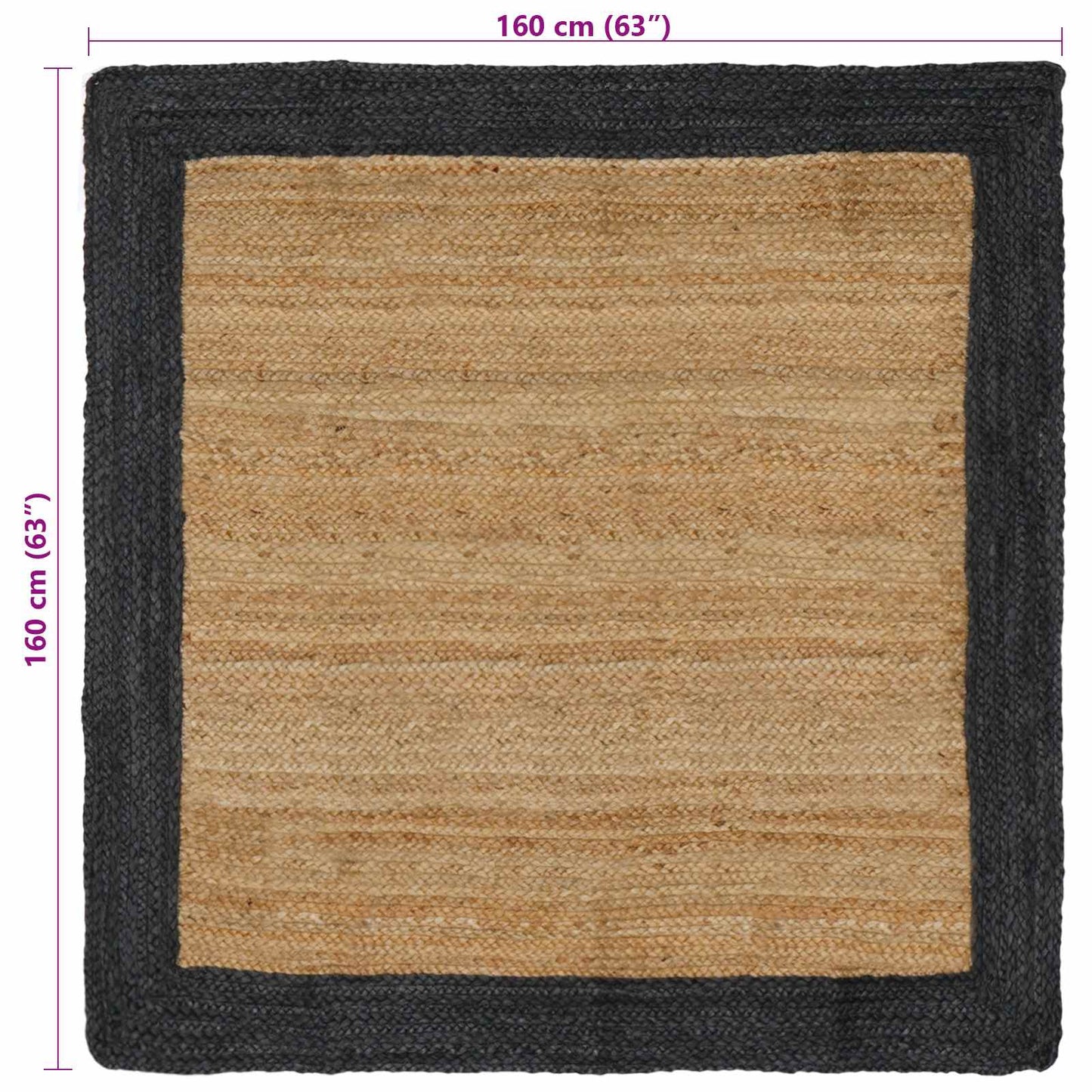 vidaXL Area Rugs Dark Grey 160 x 160 cm Jute