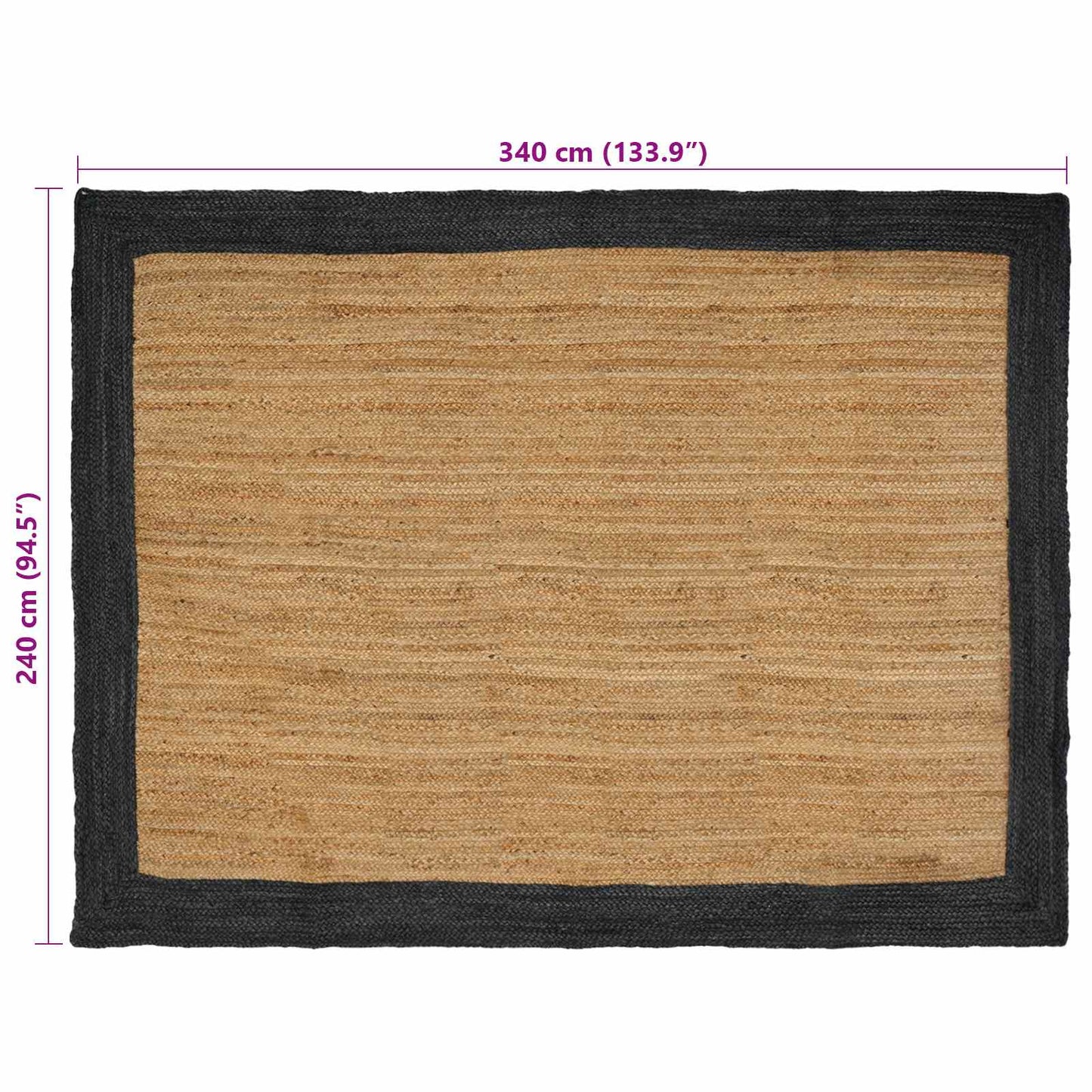 vidaXL Area Rugs Dark Grey 240 x 340 cm Jute