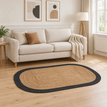 vidaXL Area Rug Dark Grey 100 x 152 cm Jute
