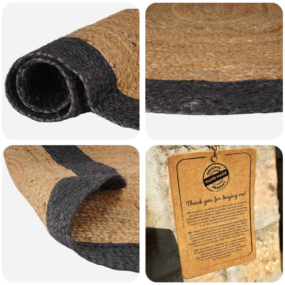 vidaXL Area Rug Dark Grey 100 x 152 cm Jute