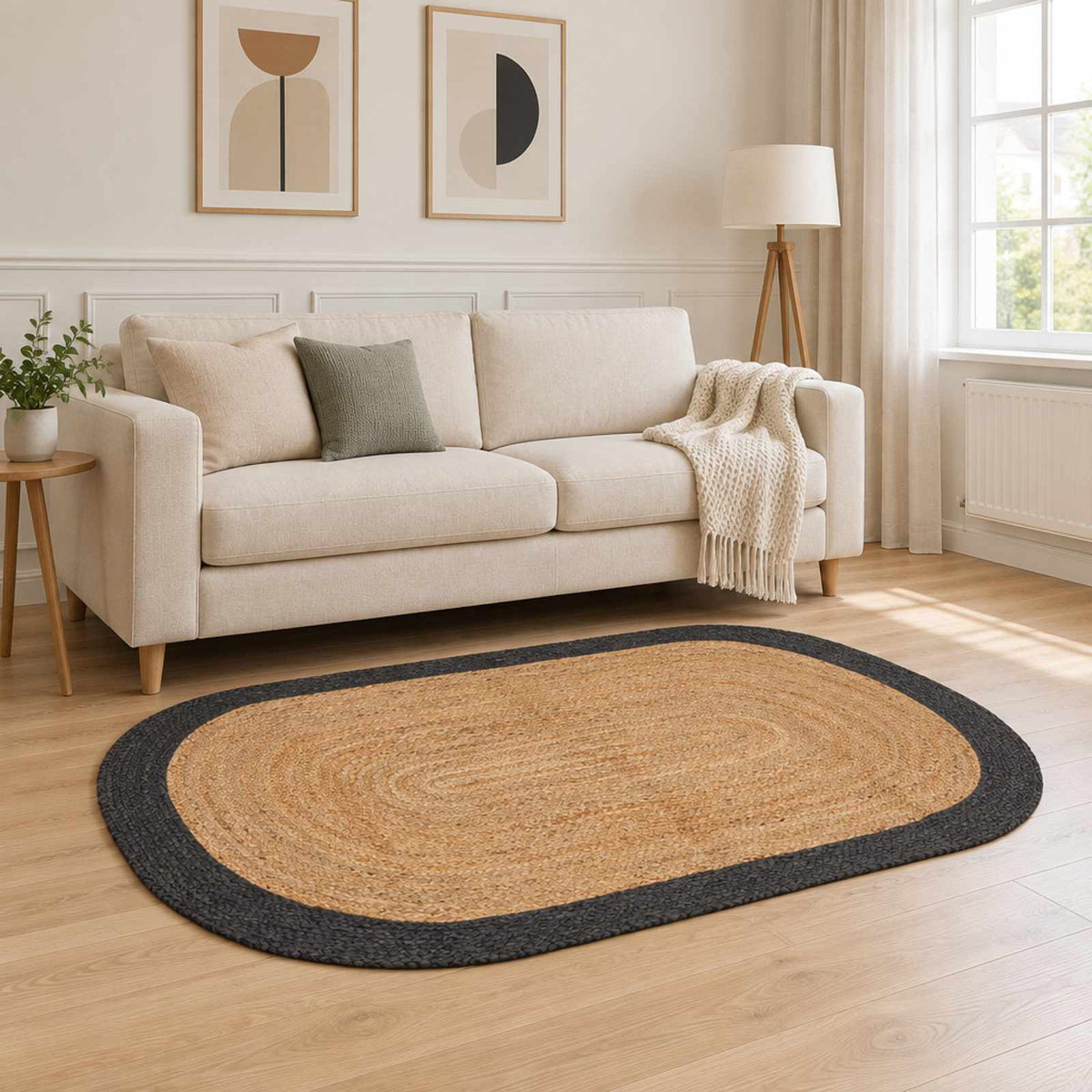 vidaXL Area Rug Dark Grey 122 x 183 cm Jute