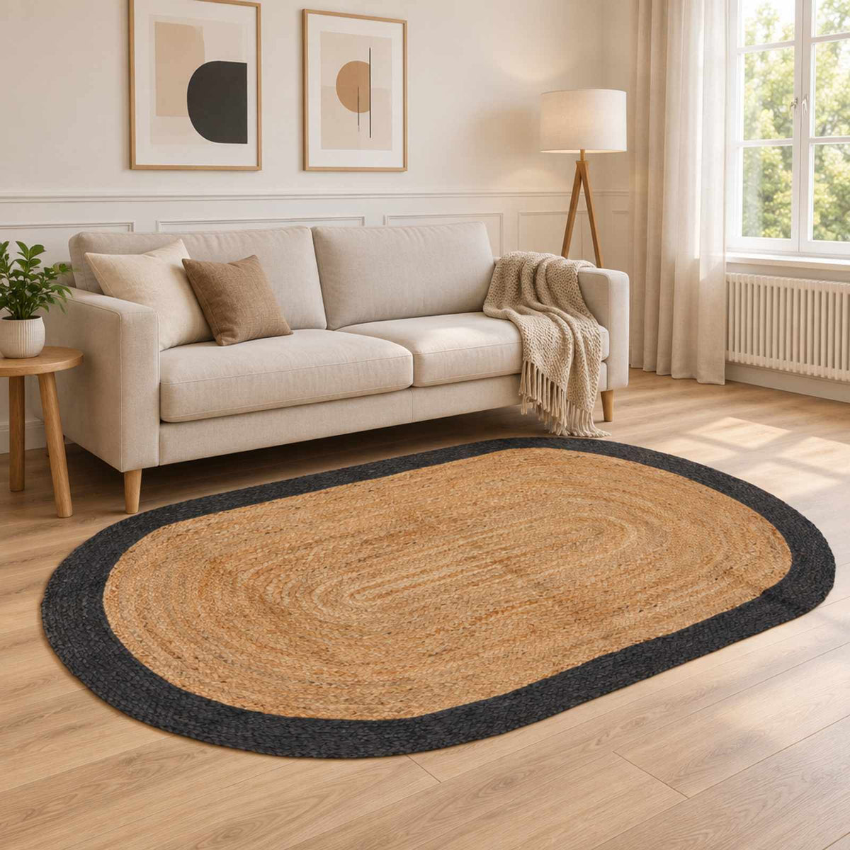 vidaXL Area Rug Dark Grey 152 x 245 cm Jute