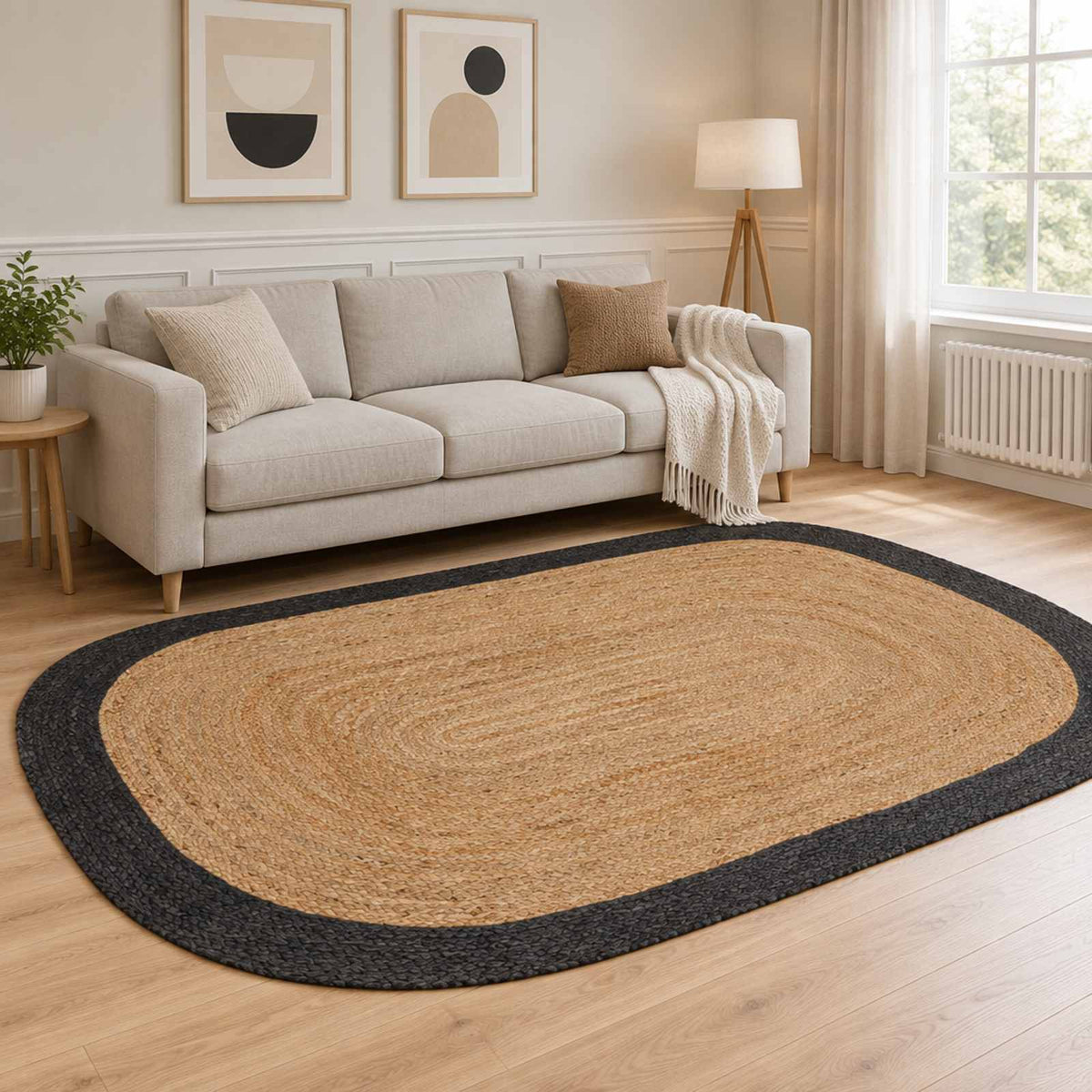vidaXL Area Rug Dark Grey 205 x 305 cm Jute