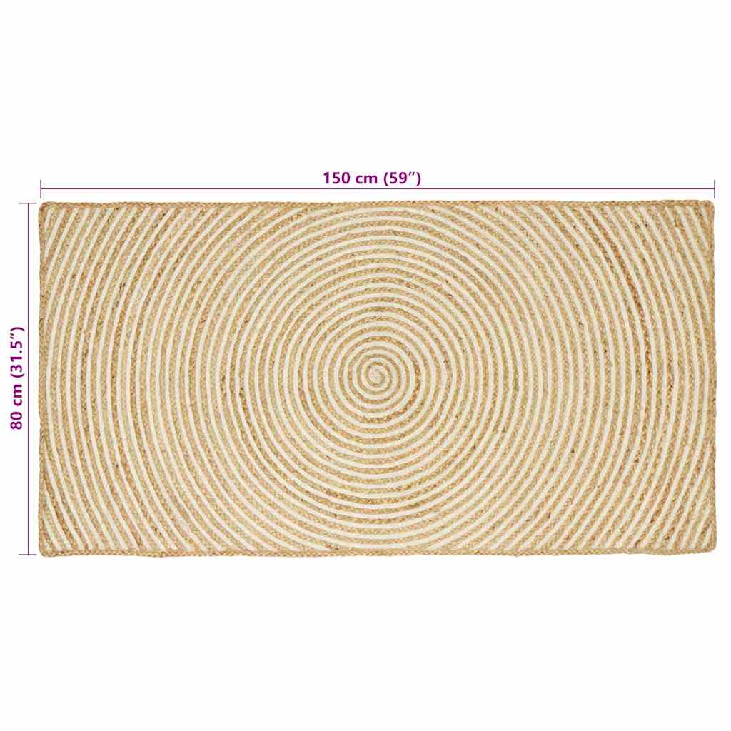 vidaXL Area Rugs White 80 x 150 cm Jute
