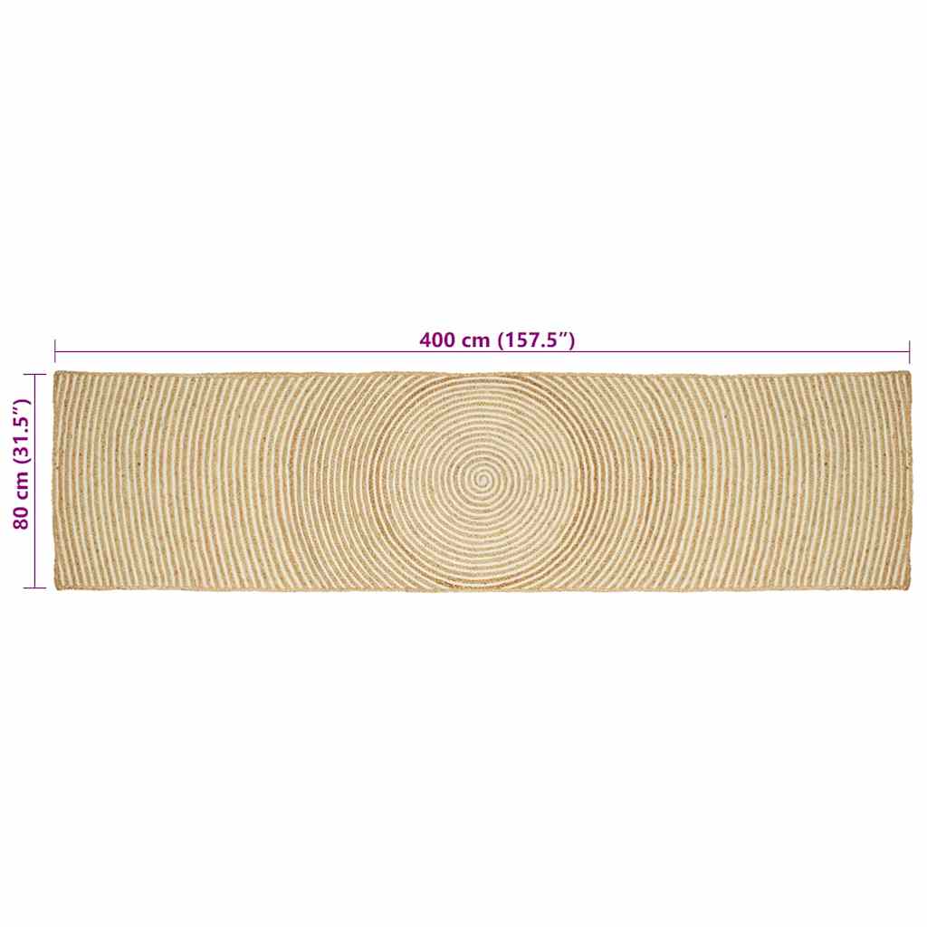 vidaXL Area Rugs White 80 x 400 cm Jute
