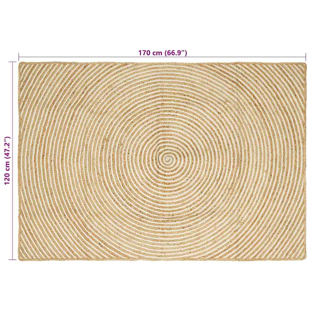 vidaXL Area Rugs White 120 x 170 cm Jute