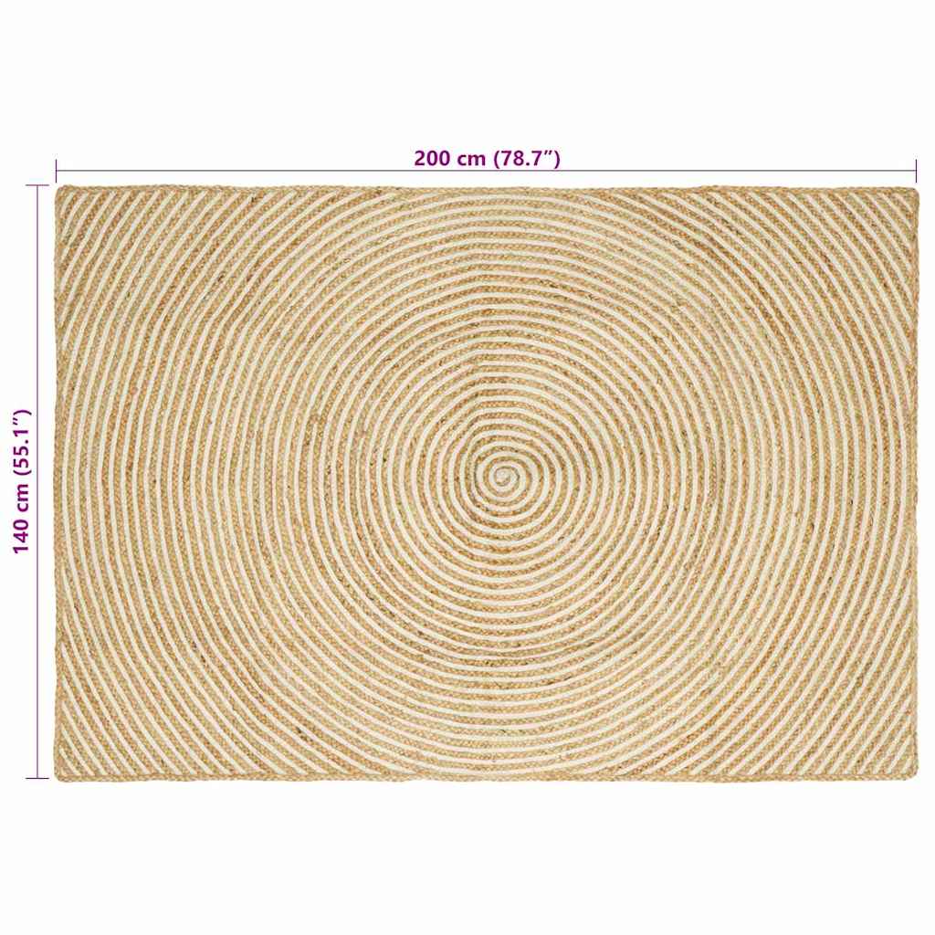 vidaXL Area Rugs White 140 x 200 cm Jute