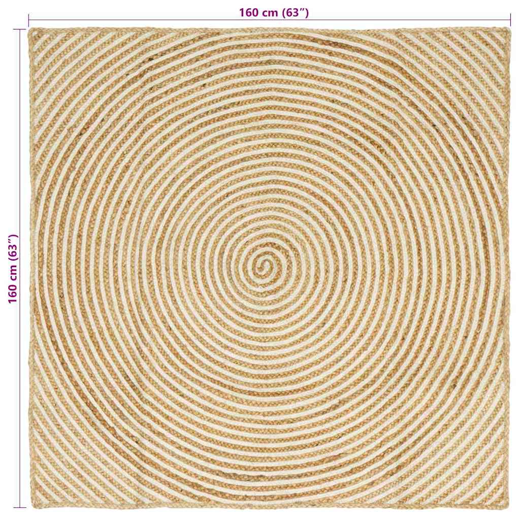 vidaXL Area Rugs White 160 x 160 cm Jute