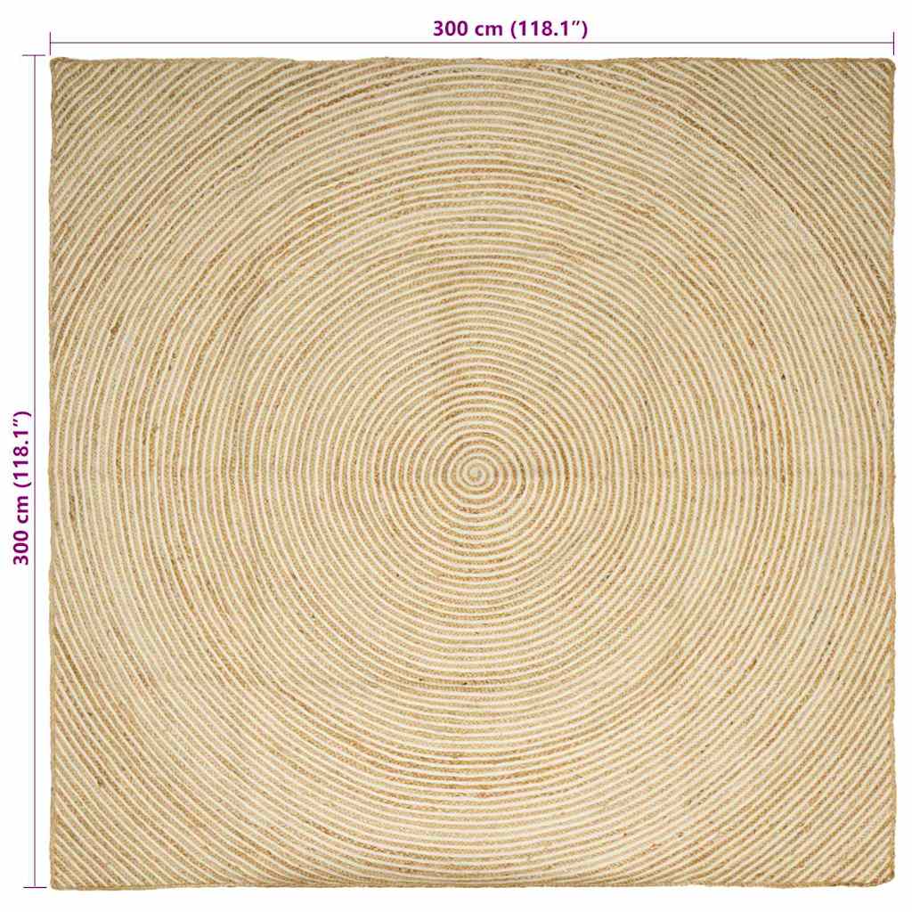 vidaXL Area Rugs White 300 x 300 cm Jute