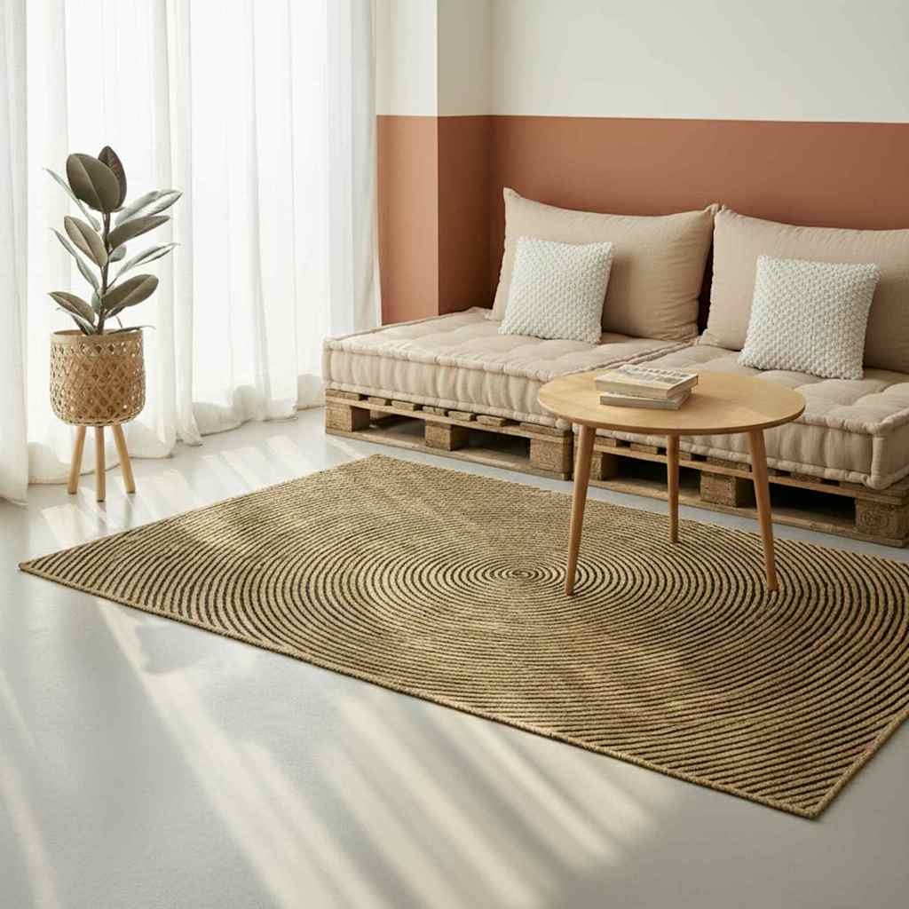 vidaXL Area Rugs Black 120 x 120 cm Jute