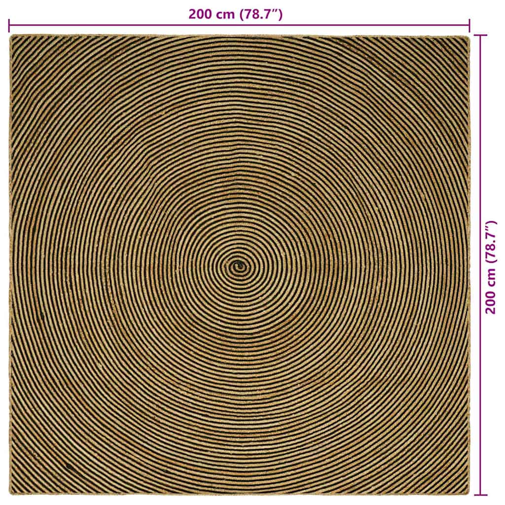 vidaXL Area Rugs Black 200 x 200 cm Jute