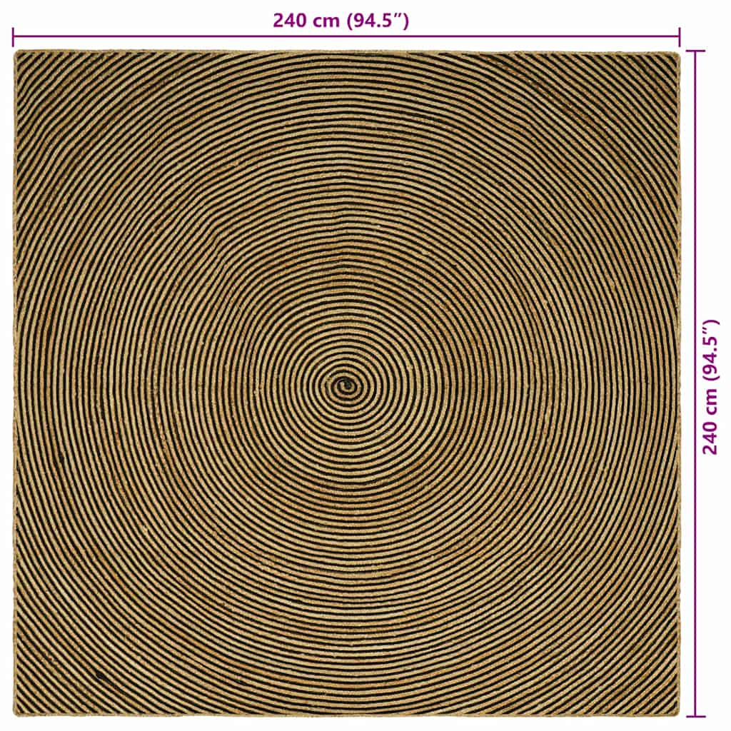 vidaXL Area Rugs Black 240 x 240 cm Jute