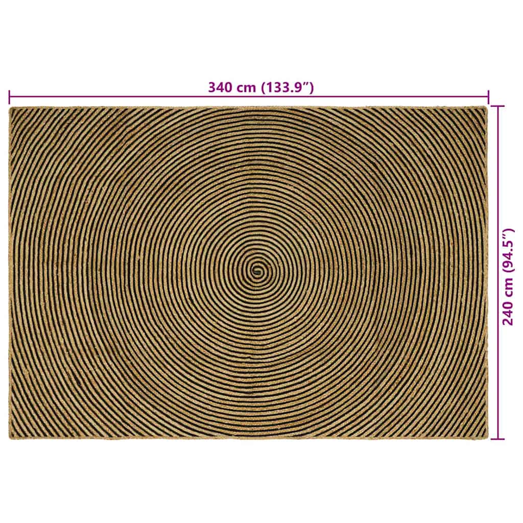 vidaXL Area Rugs Black 240 x 340 cm Jute
