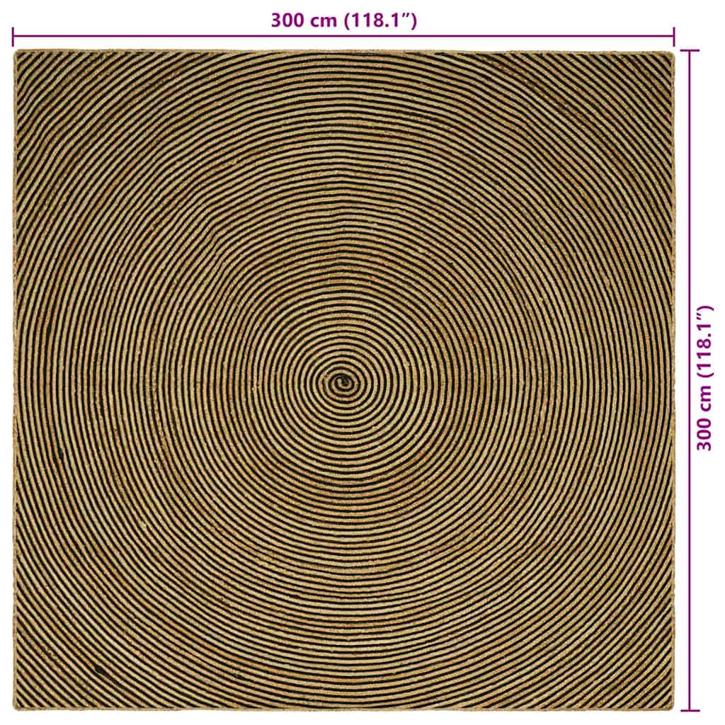 vidaXL Area Rugs Black 300 x 300 cm Jute