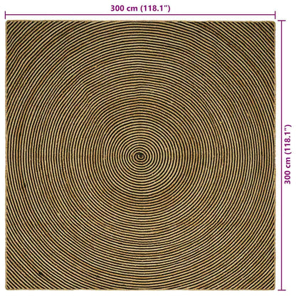 vidaXL Area Rugs Black 300 x 300 cm Jute