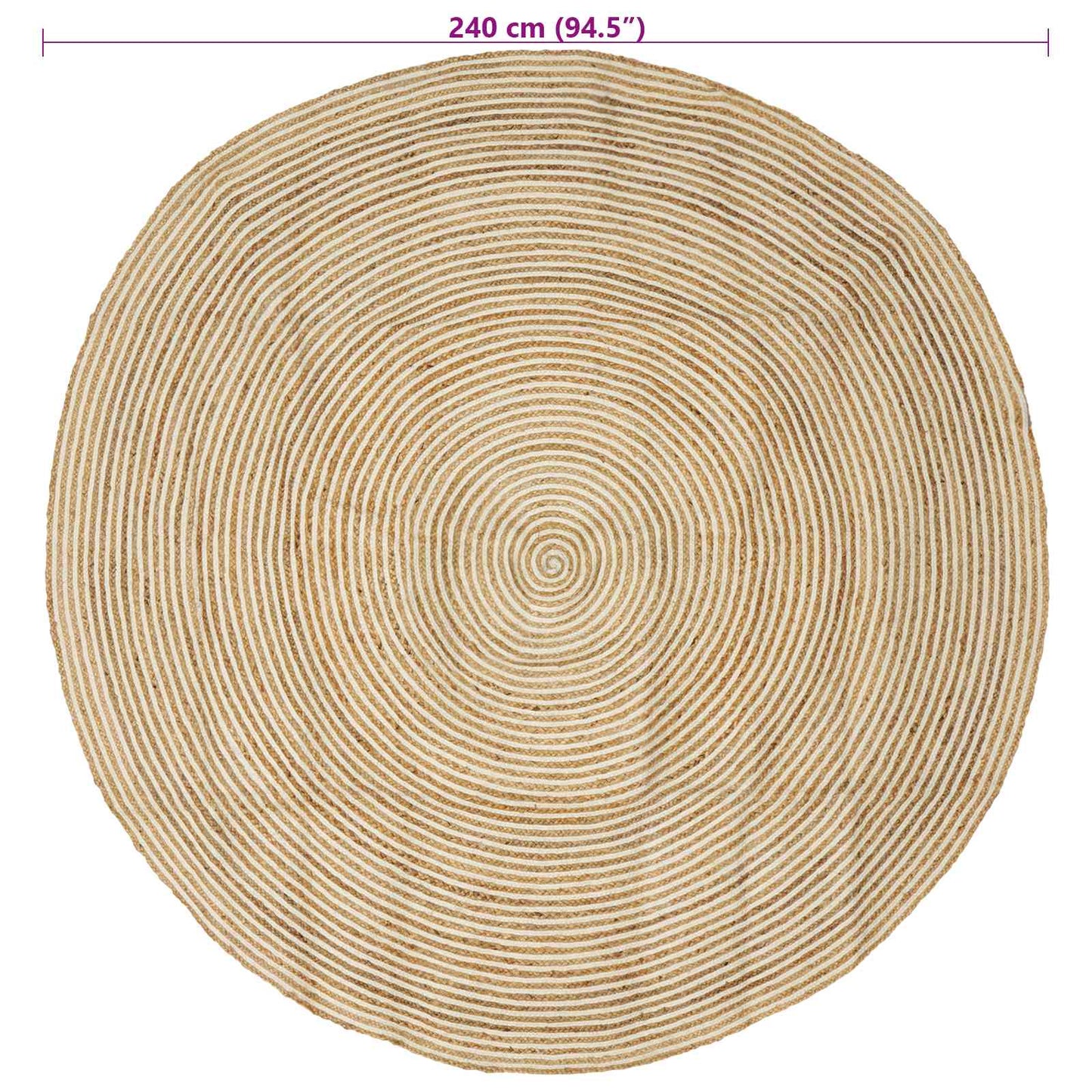 vidaXL Area Rugs White Ø 240 cm Jute