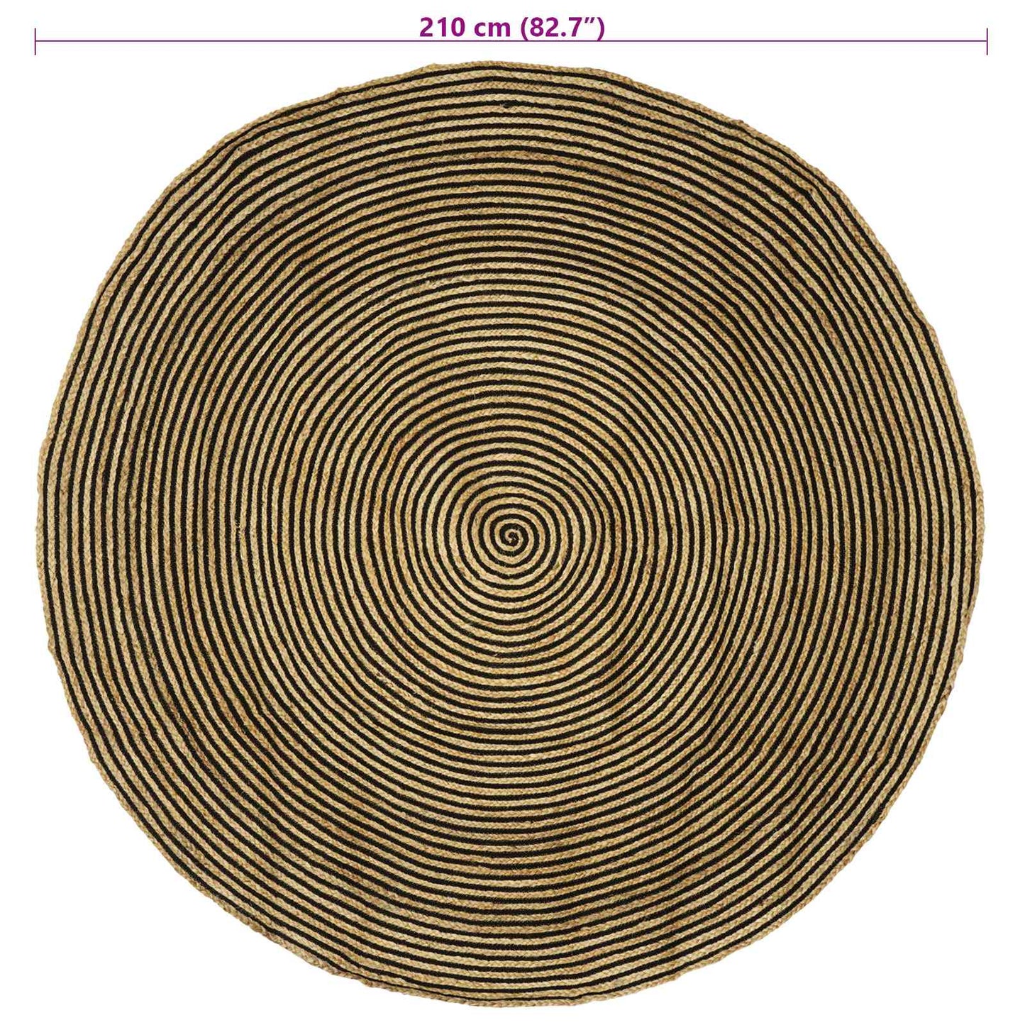 vidaXL Area Rugs Black Ø 210 cm Jute