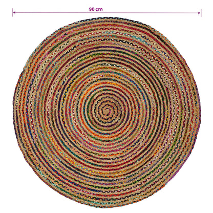vidaXL Area Rug Multicolour Ø 90 cm Jute