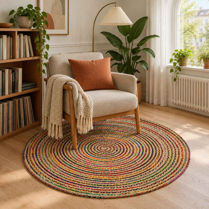 vidaXL Area Rug Multicolour Ø 120 cm Jute