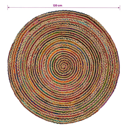 vidaXL Area Rug Multicolour Ø 120 cm Jute