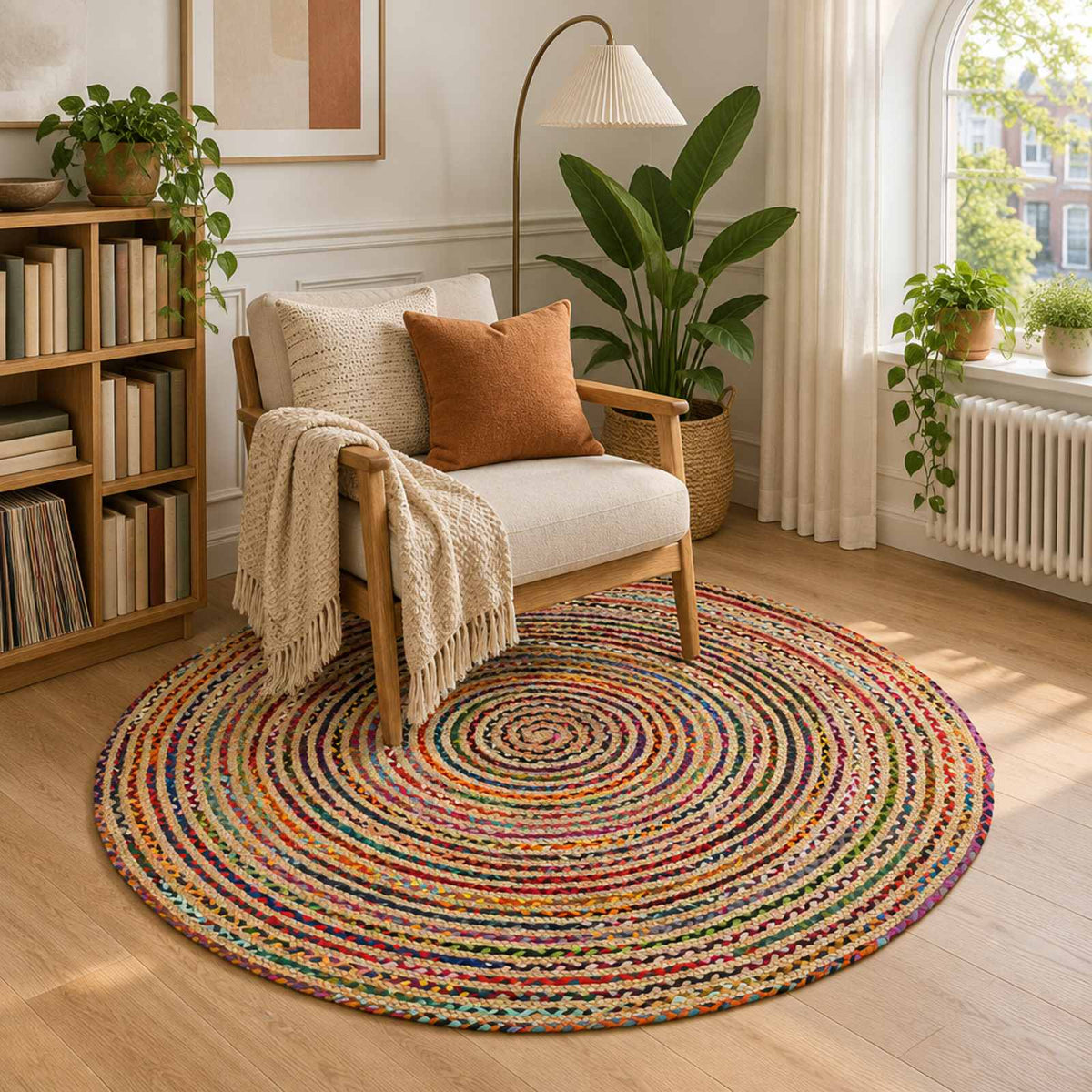 vidaXL Area Rug Multicolour Ø 150 cm Jute