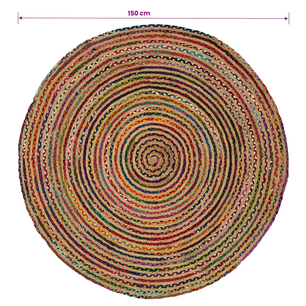 vidaXL Area Rug Multicolour Ø 150 cm Jute
