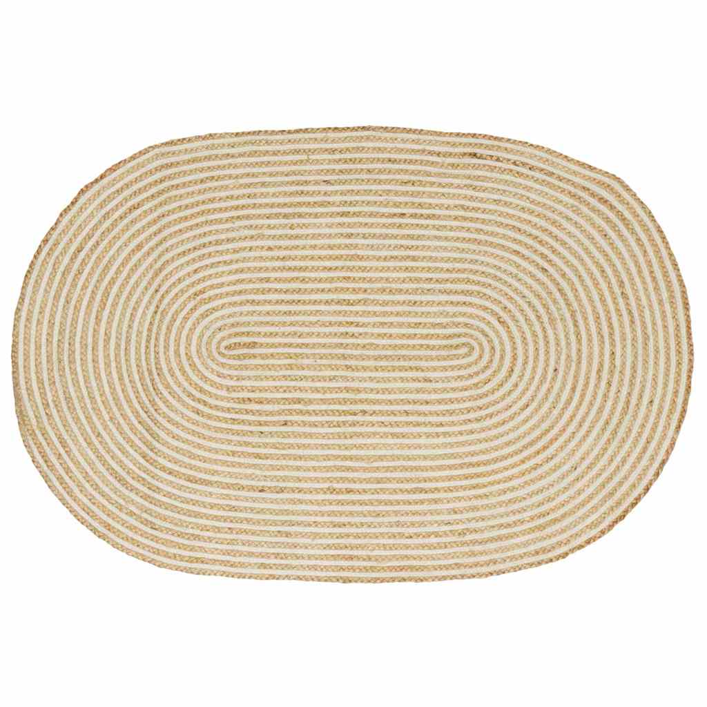 vidaXL Area Rugs Natural and White 100 x 152 cm Jute