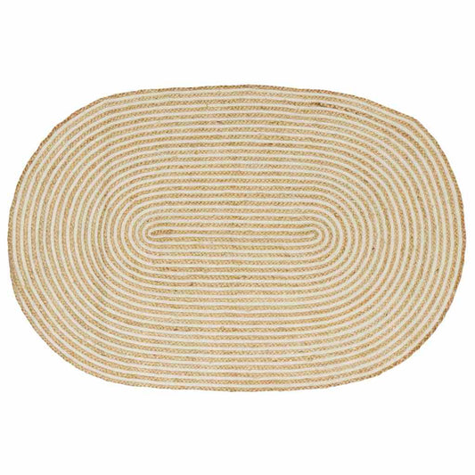 vidaXL Area Rugs Natural and White 100 x 152 cm Jute