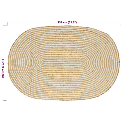 vidaXL Area Rugs Natural and White 100 x 152 cm Jute