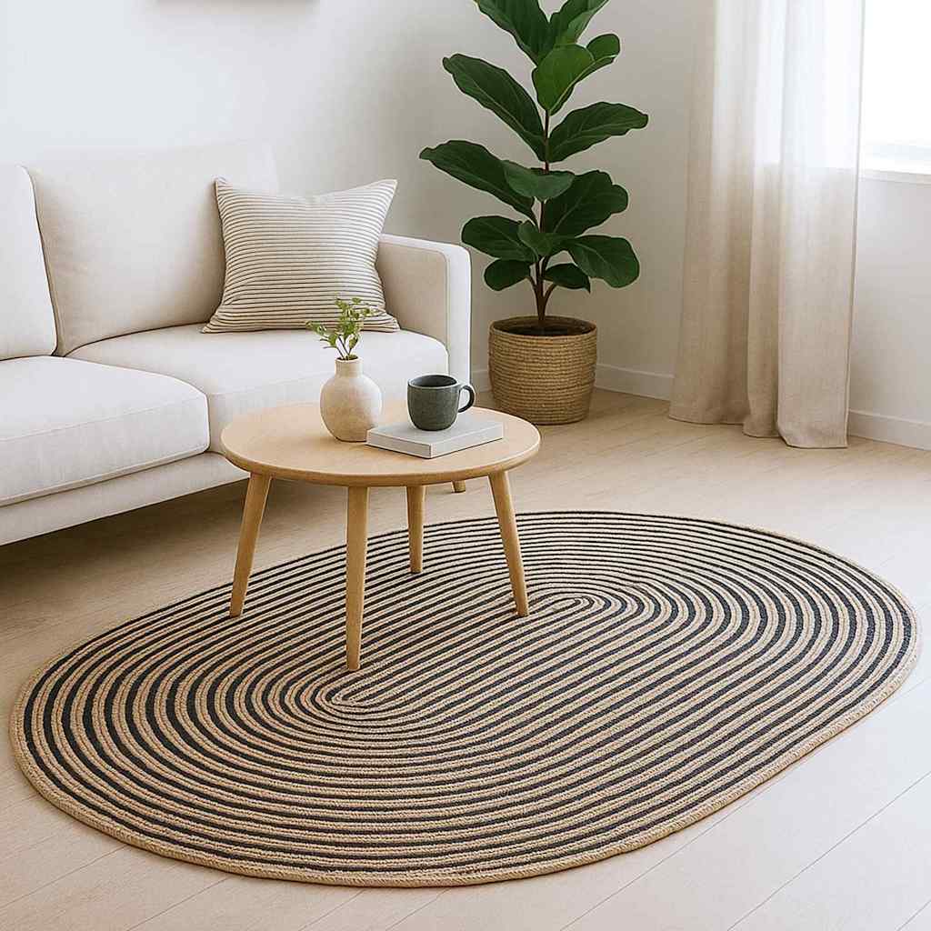 vidaXL Area Rugs Natural and Black 100 x 152 cm Jute